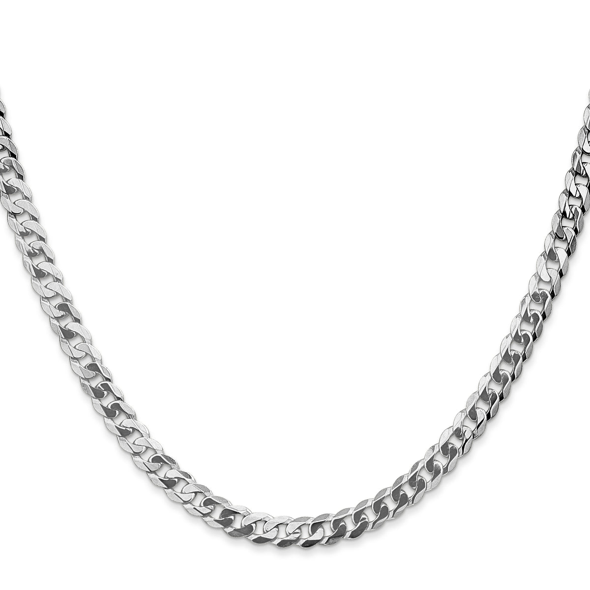 Gold (10K & 14K) Flat Beveled Curb Chain - 14k White Gold / 18 in / 4.75 mm