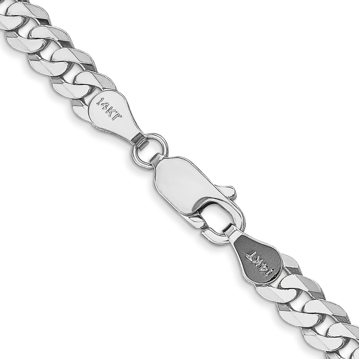 Gold (10K & 14K) Flat Beveled Curb Chain - 14k White Gold / 18 in / 4.75 mm