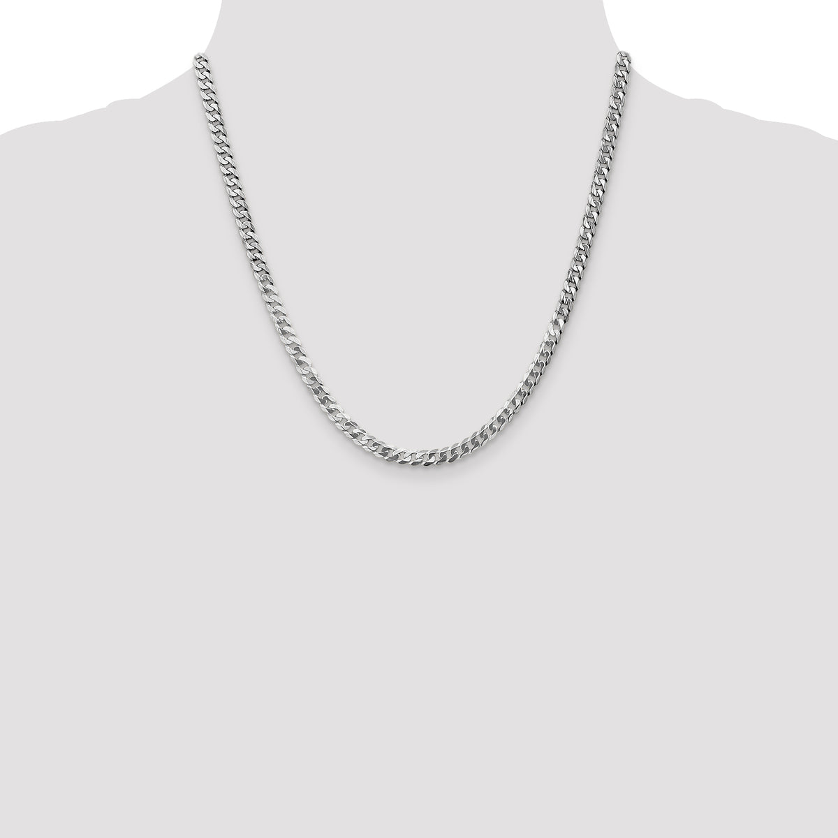 Gold (10K & 14K) Flat Beveled Curb Chain - 14k White Gold / 20 in / 4.75 mm