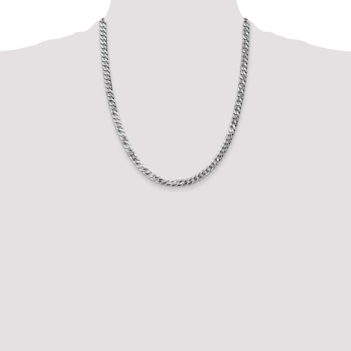 Gold (10K & 14K) Flat Beveled Curb Chain - 14k White Gold / 22 in / 4.75 mm