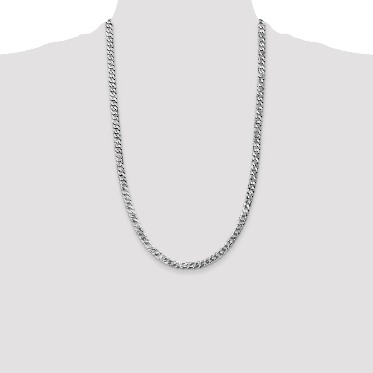 Gold (10K & 14K) Flat Beveled Curb Chain - 14k White Gold / 26 in / 4.75 mm