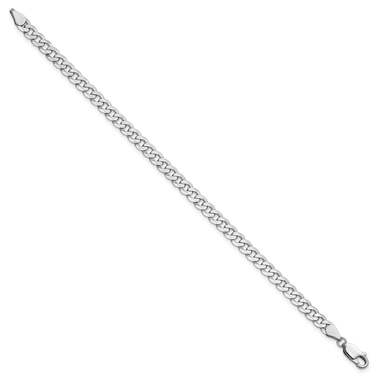 Gold (10K & 14K) Flat Beveled Curb Chain Bracelet - 14k White Gold / 7 in / 4.75 mm