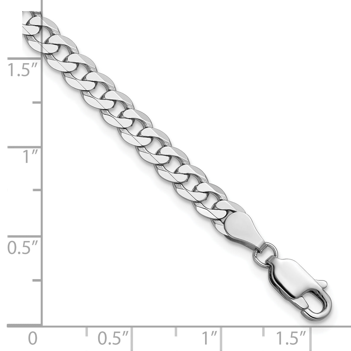 Gold (10K & 14K) Flat Beveled Curb Chain Bracelet - 14k White Gold / 7 in / 4.75 mm