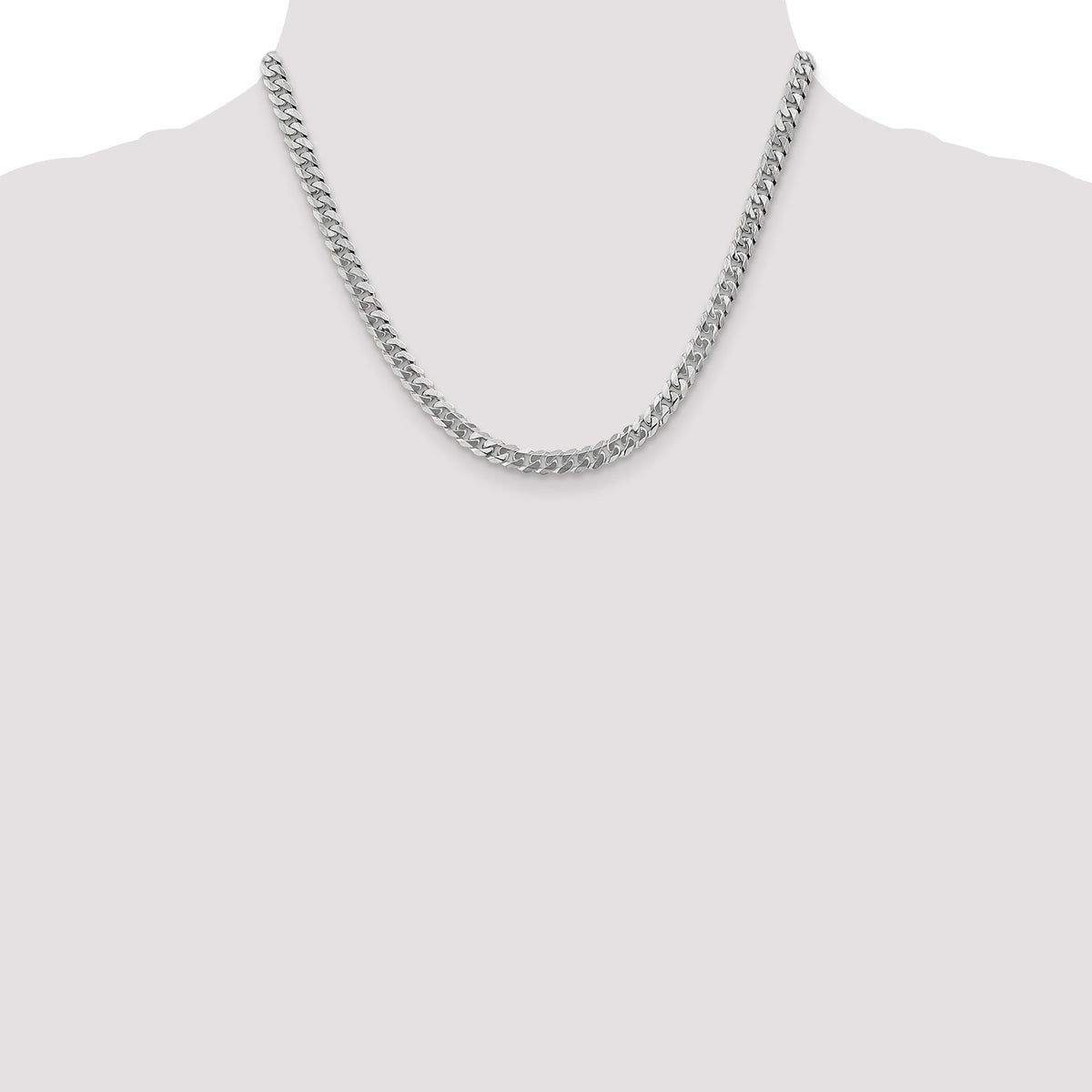 Gold (10K & 14K) Flat Beveled Curb Chain - 14k White Gold / 18 in / 5.75 mm