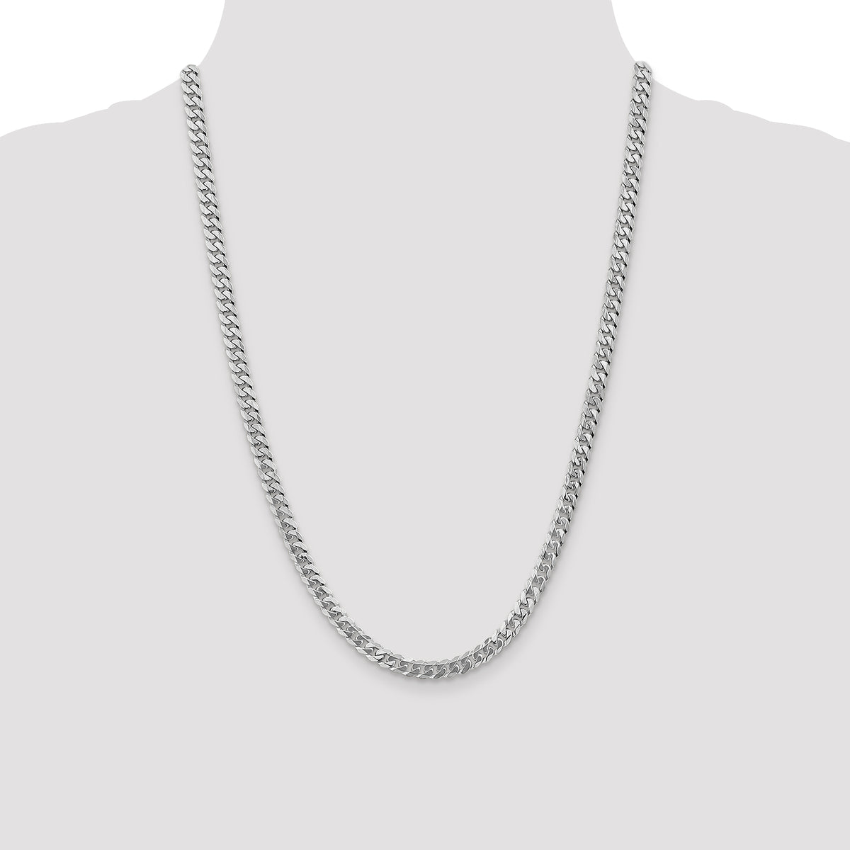 Gold (10K & 14K) Flat Beveled Curb Chain - 14k White Gold / 24 in / 5.75 mm