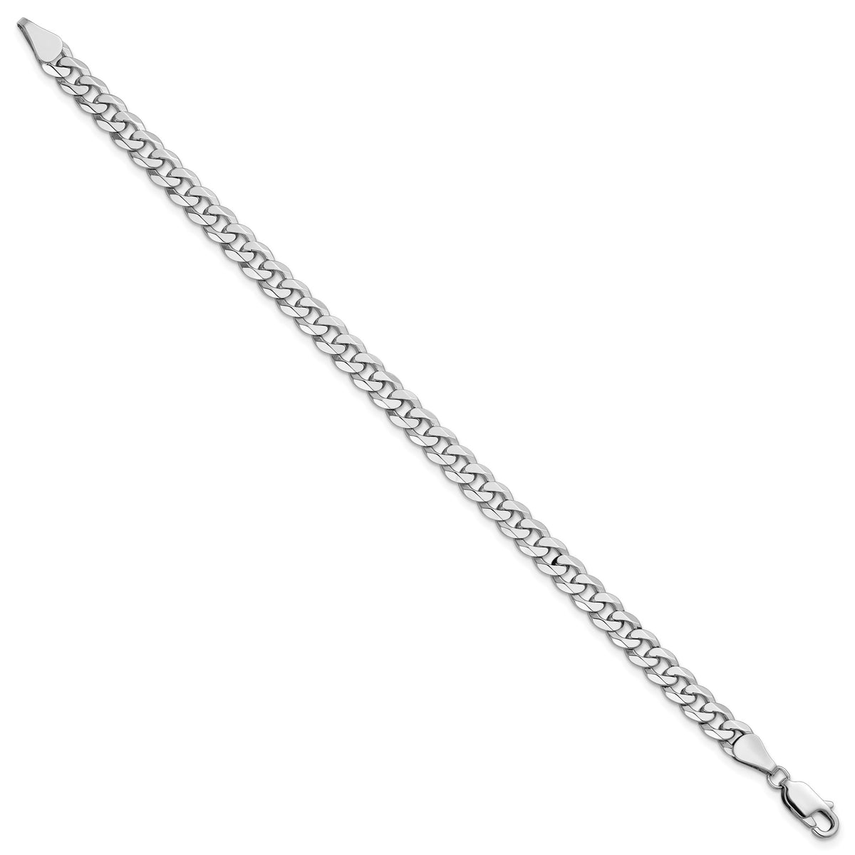 Gold (10K & 14K) Flat Beveled Curb Chain Bracelet - 14k White Gold / 7 in / 5.75 mm
