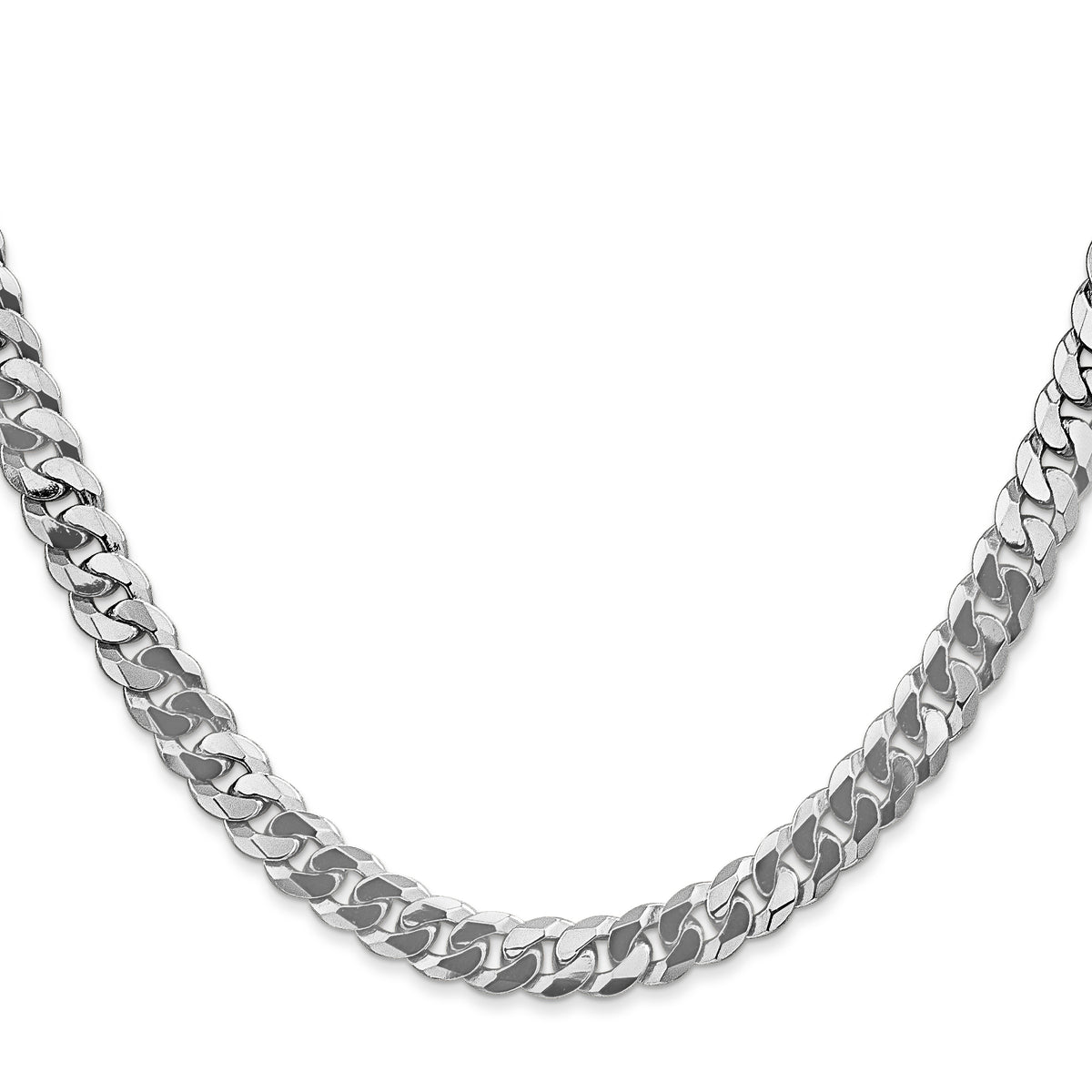 Gold (10K & 14K) Flat Beveled Curb Chain - 14k White Gold / 18 in / 6.25 mm
