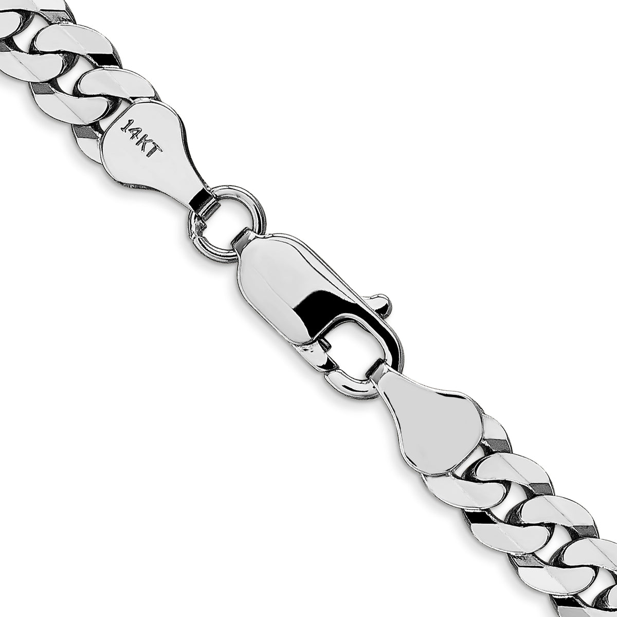 Gold (10K & 14K) Flat Beveled Curb Chain - 14k White Gold / 18 in / 6.25 mm