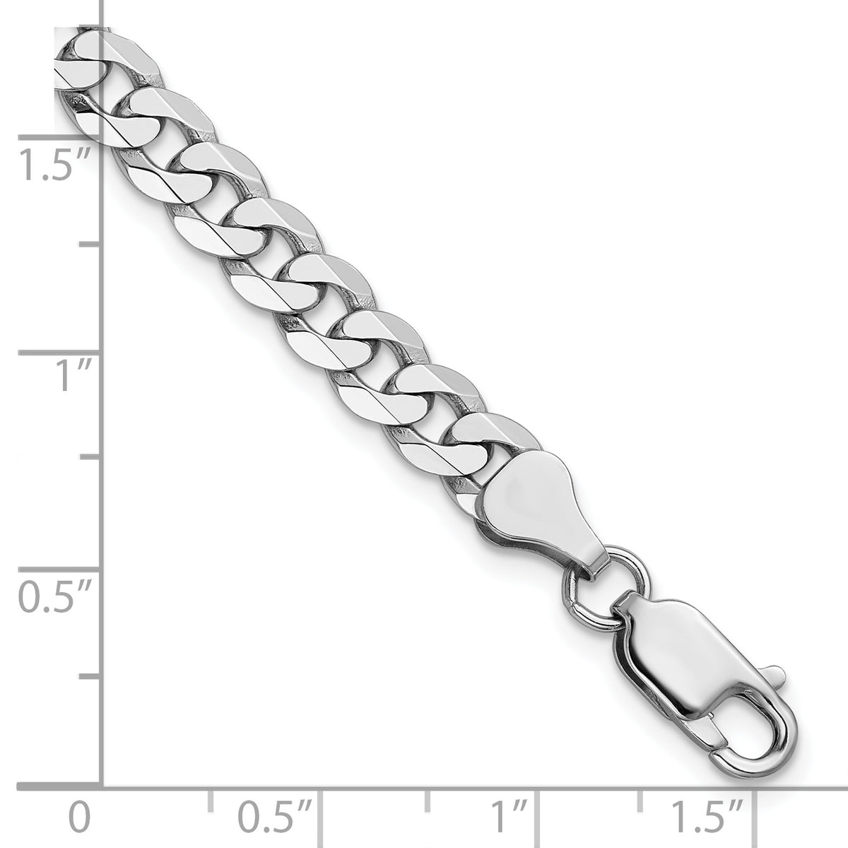 Gold (10K & 14K) Flat Beveled Curb Chain Bracelet - 14k White Gold / 7 in / 6.25 mm