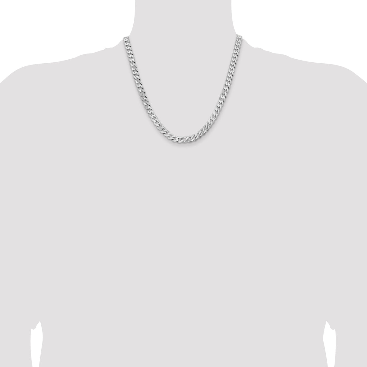 Gold (10K & 14K) Flat Beveled Curb Chain - 14k White Gold / 20 in / 7.25 mm