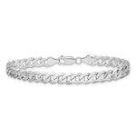 Gold (10K & 14K) Flat Beveled Curb Chain Bracelet - 14k White Gold / 9 in / 7.25 mm