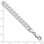 Gold (10K & 14K) Flat Beveled Curb Chain Bracelet - 14k White Gold / 9 in / 7.25 mm