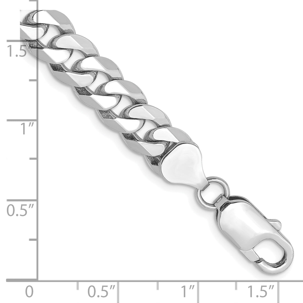 Gold (10K & 14K) Flat Beveled Curb Chain Bracelet - 14k White Gold / 8 in / 8 mm