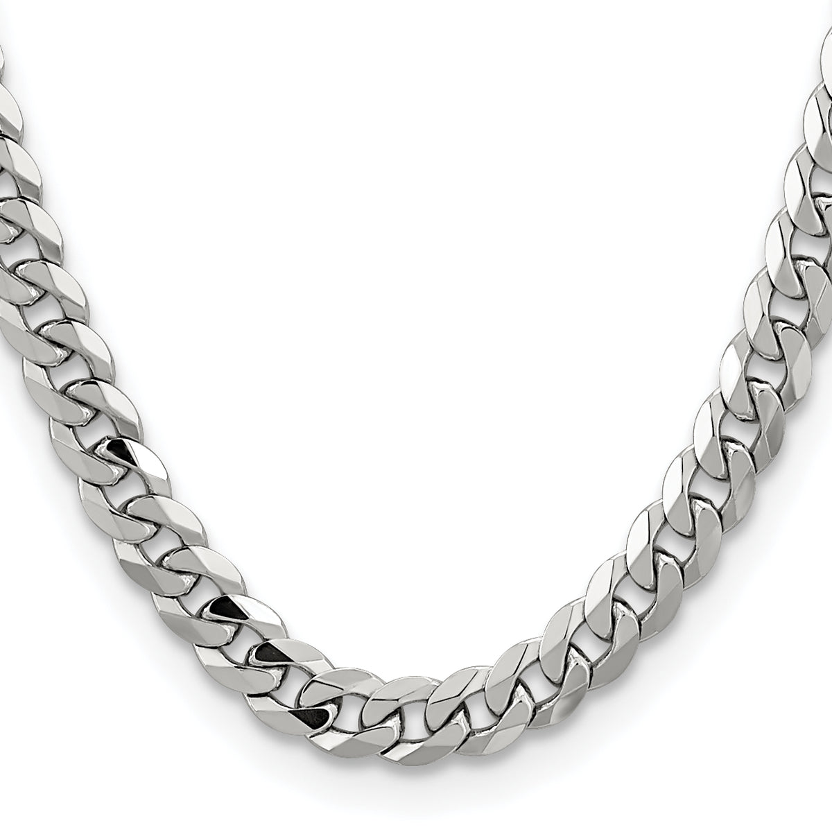 Gold (10K & 14K) Flat Beveled Curb Chain - 14k White Gold / 20 in / 8.5 mm