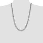 Gold (10K & 14K) Flat Beveled Curb Chain - 14k White Gold / 26 in / 8.5 mm