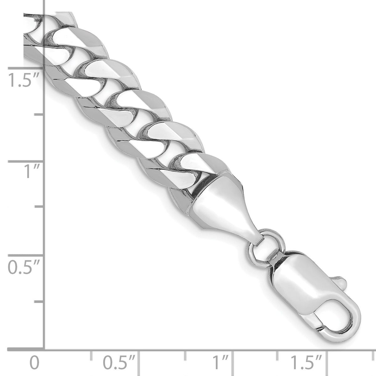 Gold (10K & 14K) Flat Beveled Curb Chain Bracelet - 14k White Gold / 8 in / 8.5 mm