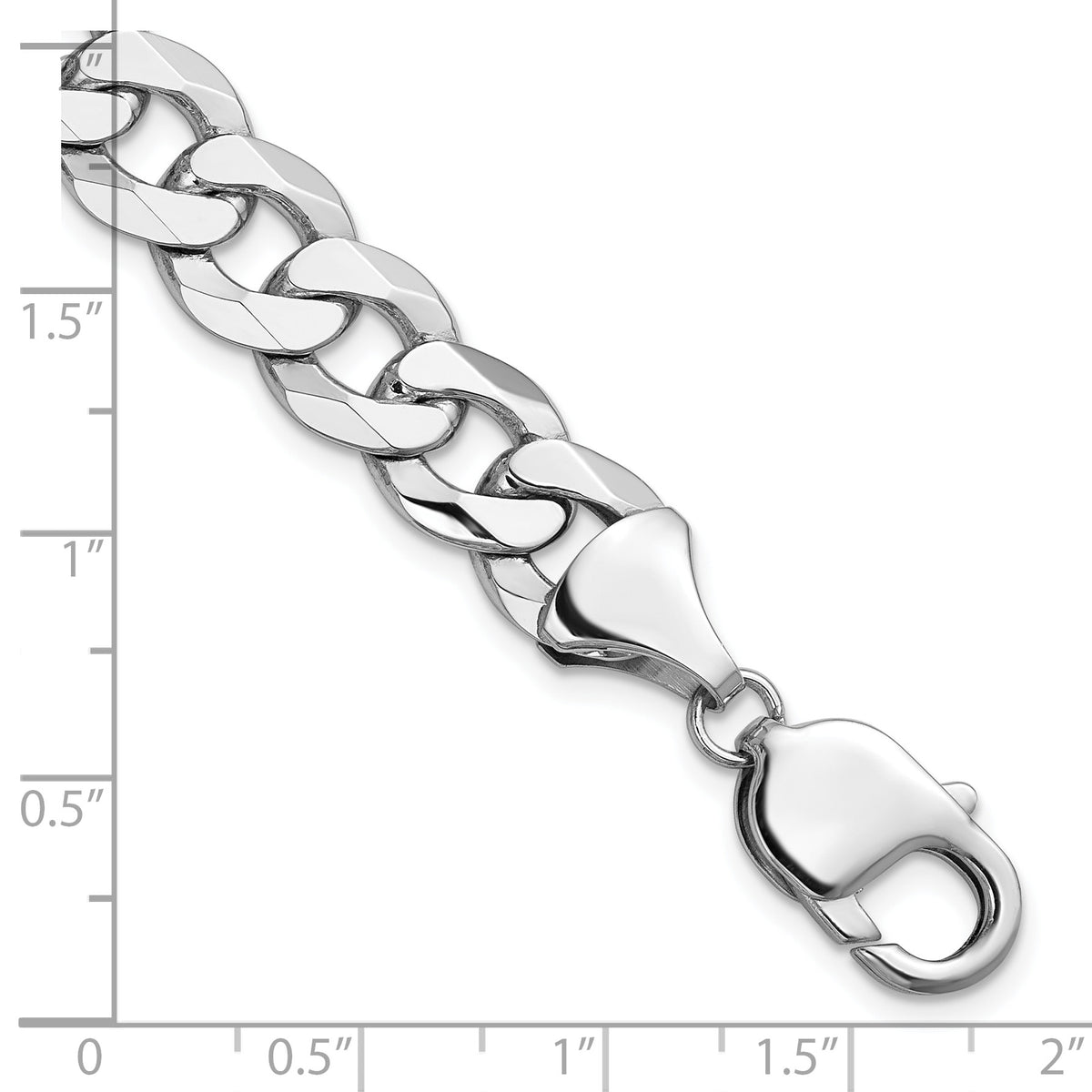 Gold (10K & 14K) Flat Beveled Curb Chain Bracelet - 14k White Gold / 8 in / 9.5 mm