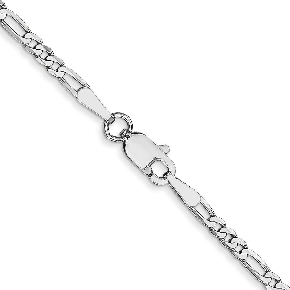 Gold (10K & 14K) Flat Figaro Chain - 14k White Gold / 16 in / 2.25 mm