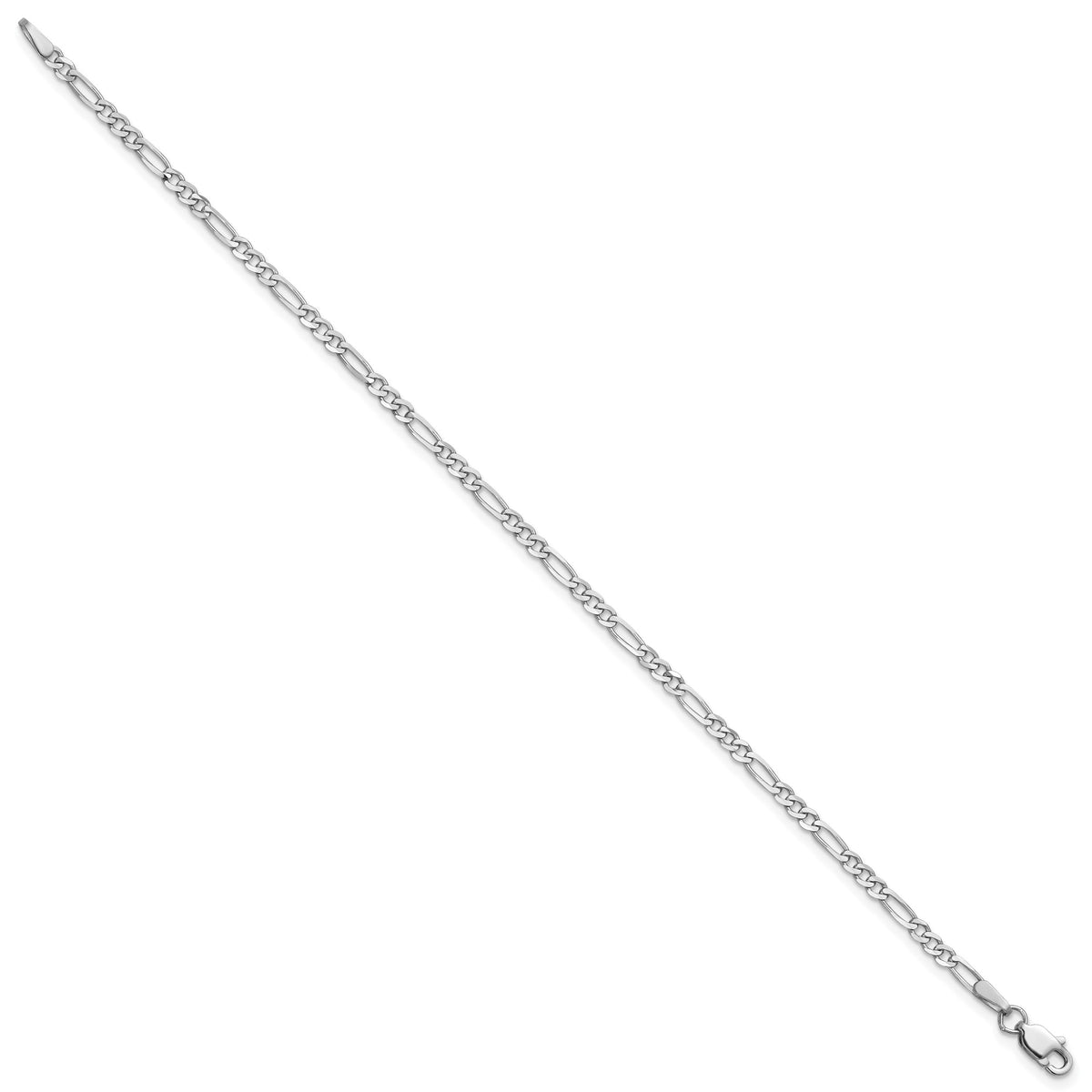 Gold (10K & 14K) Flat Figaro Chain Bracelet - 14k White Gold / 7 in / 2.25 mm