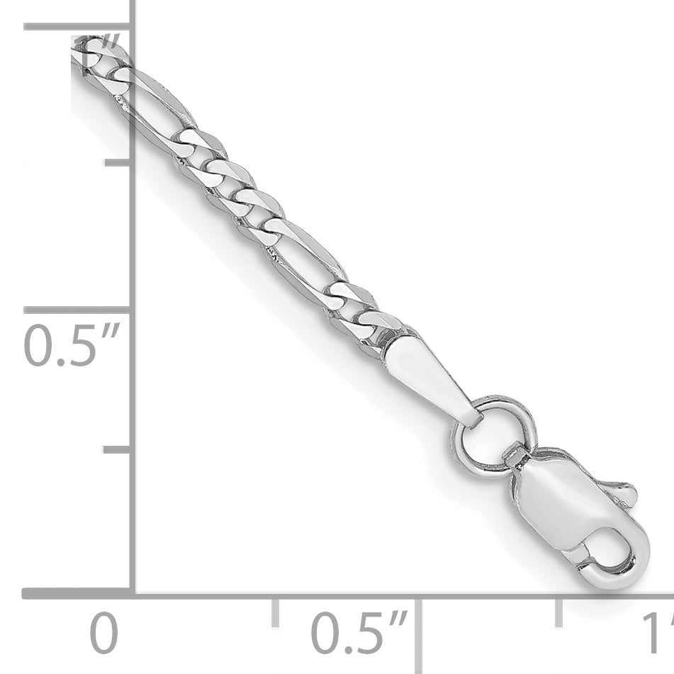 Gold (10K & 14K) Flat Figaro Chain Bracelet - 14k White Gold / 7 in / 2.25 mm