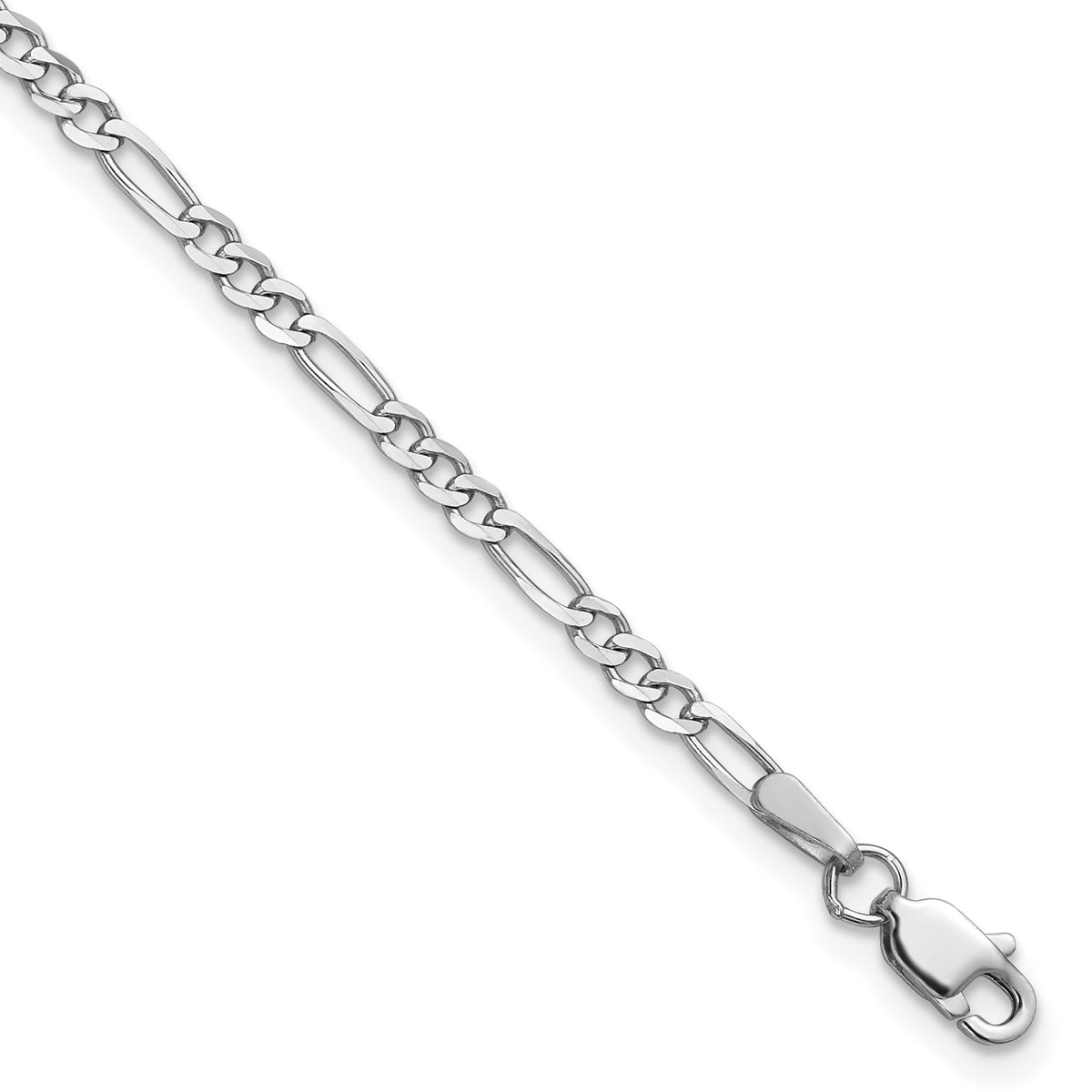Gold (10K & 14K) Flat Figaro Chain Bracelet - 14k White Gold / 7 in / 2.25 mm