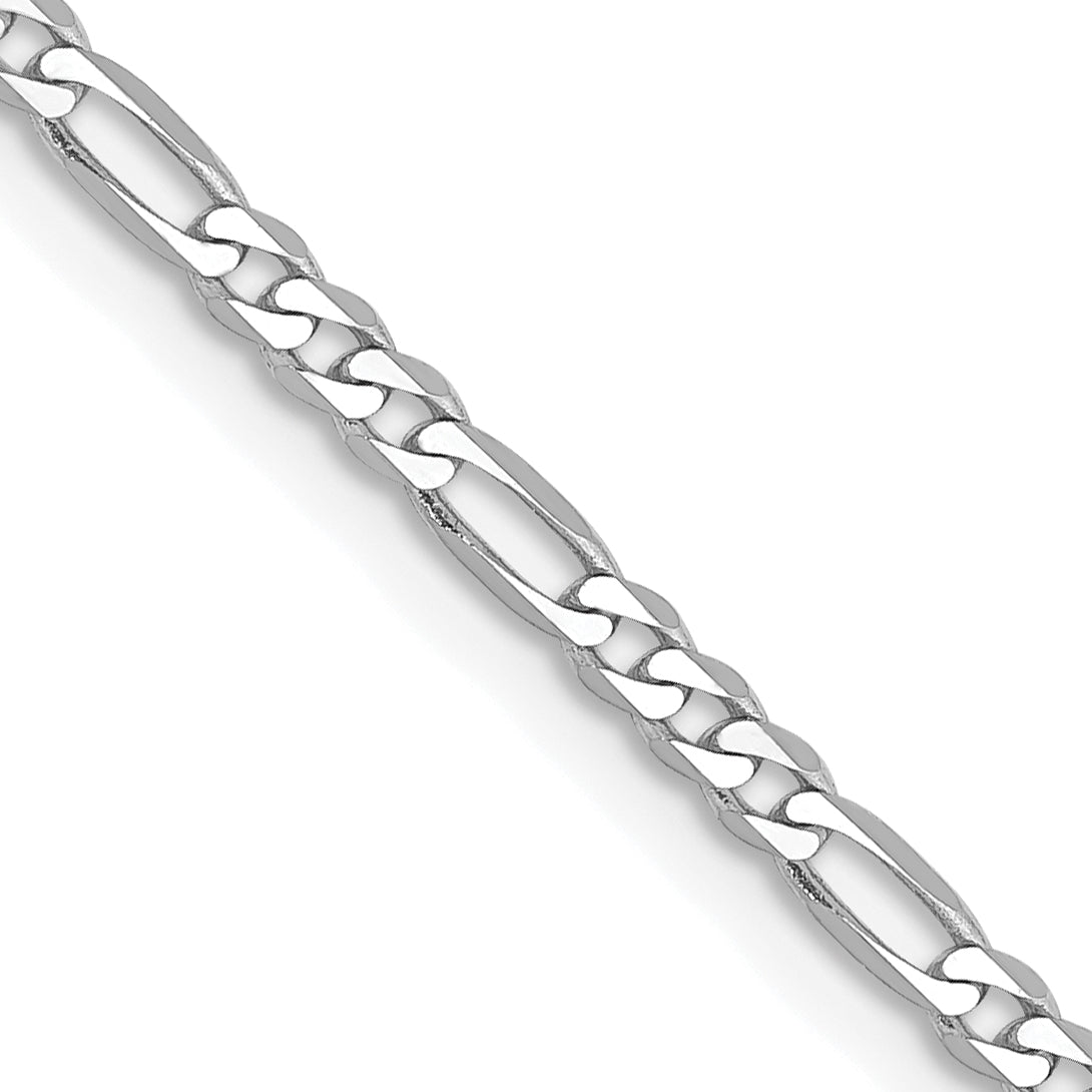 Gold (10K & 14K) Flat Figaro Chain - 14k White Gold / 16 in / 2.25 mm