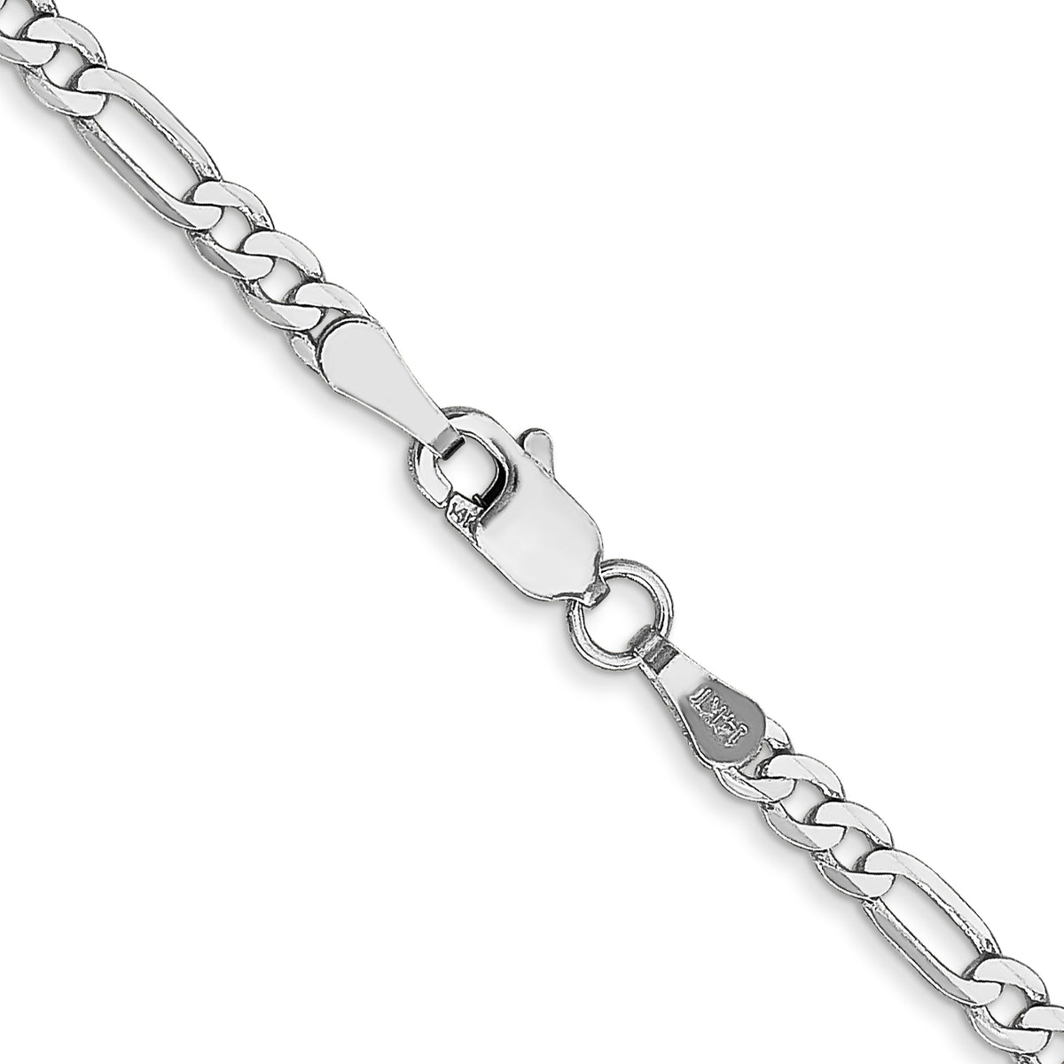 Gold (10K & 14K) Flat Figaro Chain - 14k White Gold / 16 in / 2.75 mm