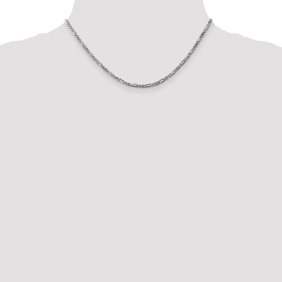 Gold (10K & 14K) Flat Figaro Chain - 14k White Gold / 16 in / 2.75 mm