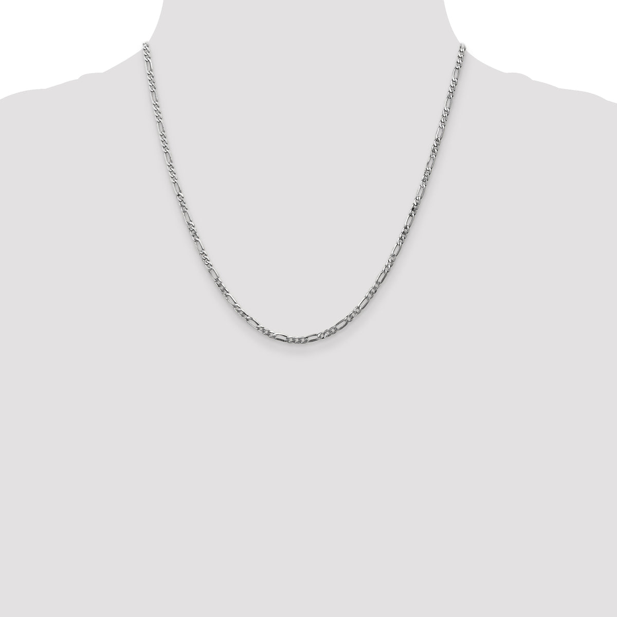 Gold (10K & 14K) Flat Figaro Chain - 14k White Gold / 20 in / 2.75 mm
