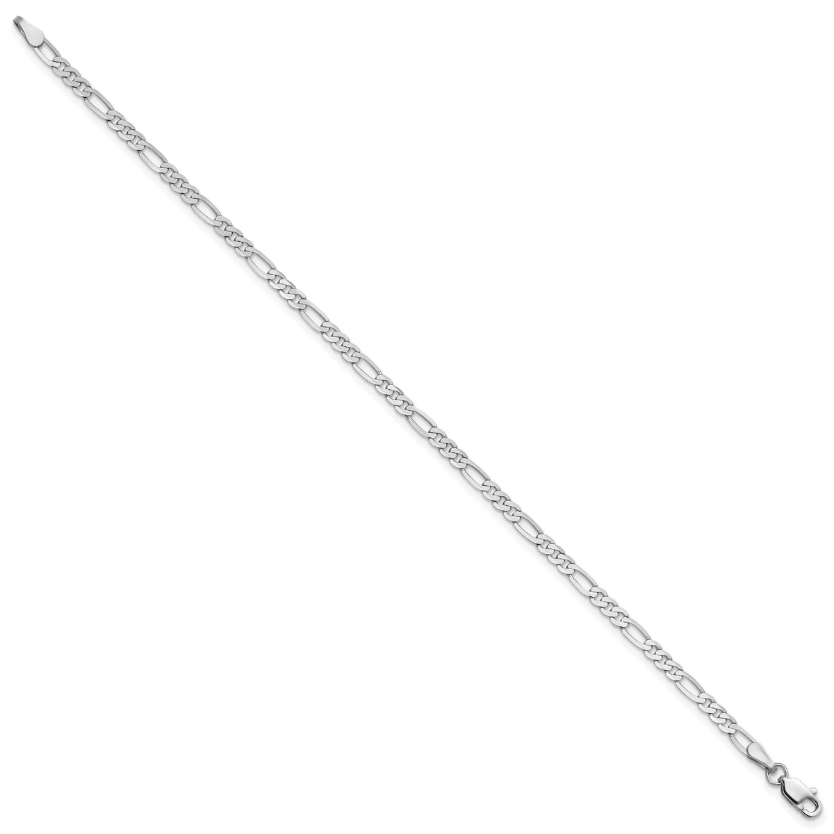 Gold (10K & 14K) Flat Figaro Chain Bracelet - 14k White Gold / 7 in / 2.75 mm
