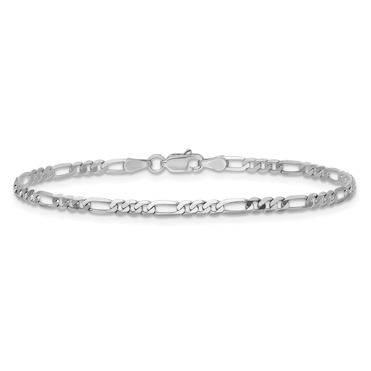 Gold (10K & 14K) Flat Figaro Chain Bracelet - 14k White Gold / 7 in / 2.75 mm