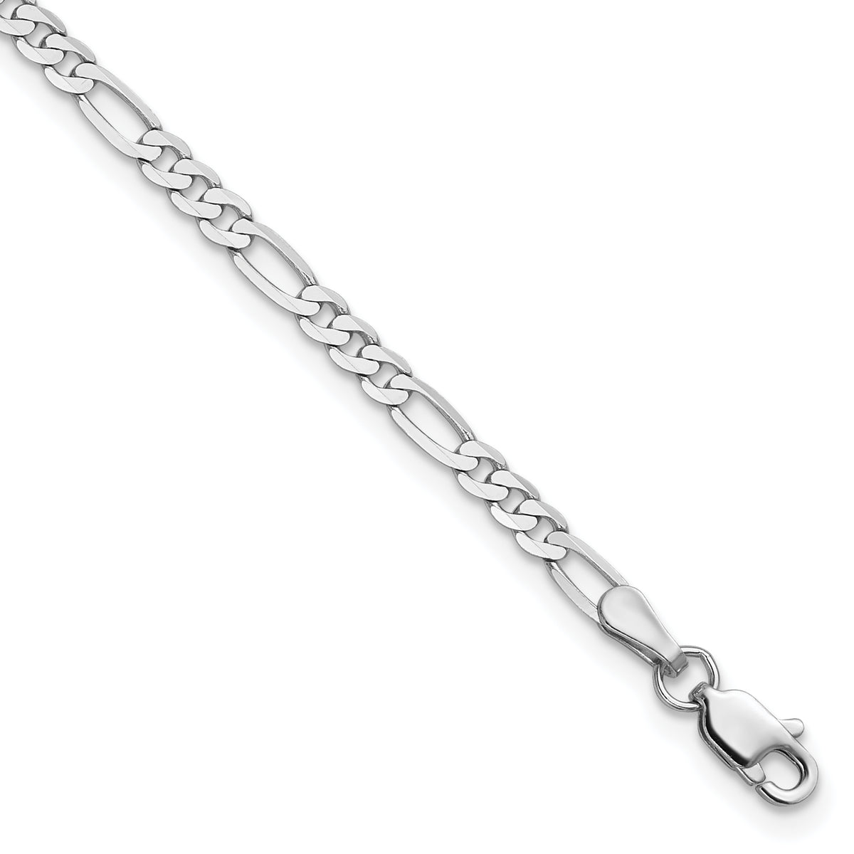 Gold (10K & 14K) Flat Figaro Chain Bracelet - 14k White Gold / 7 in / 2.75 mm