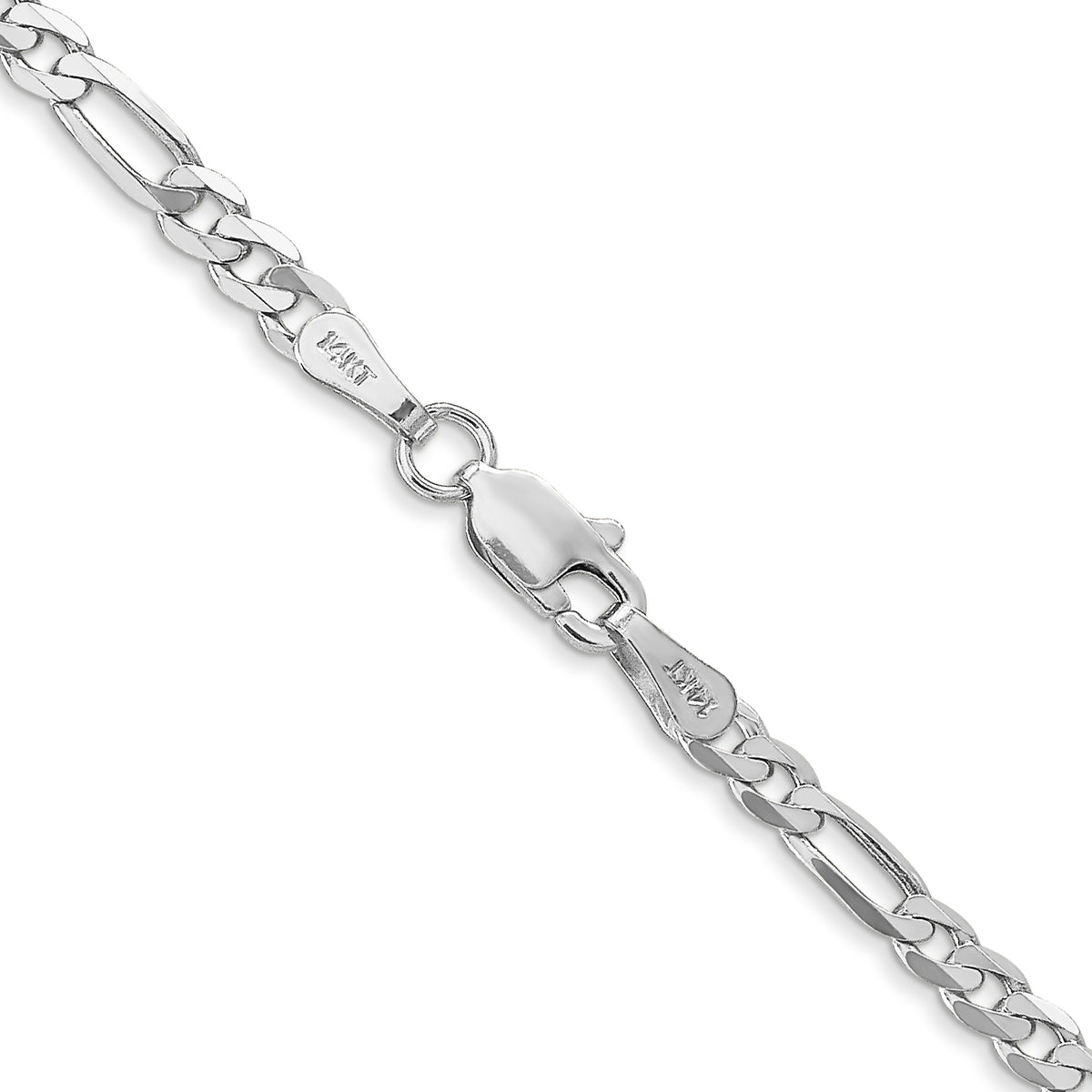 Gold (10K & 14K) Flat Figaro Chain - 14k White Gold / 16 in / 3 mm