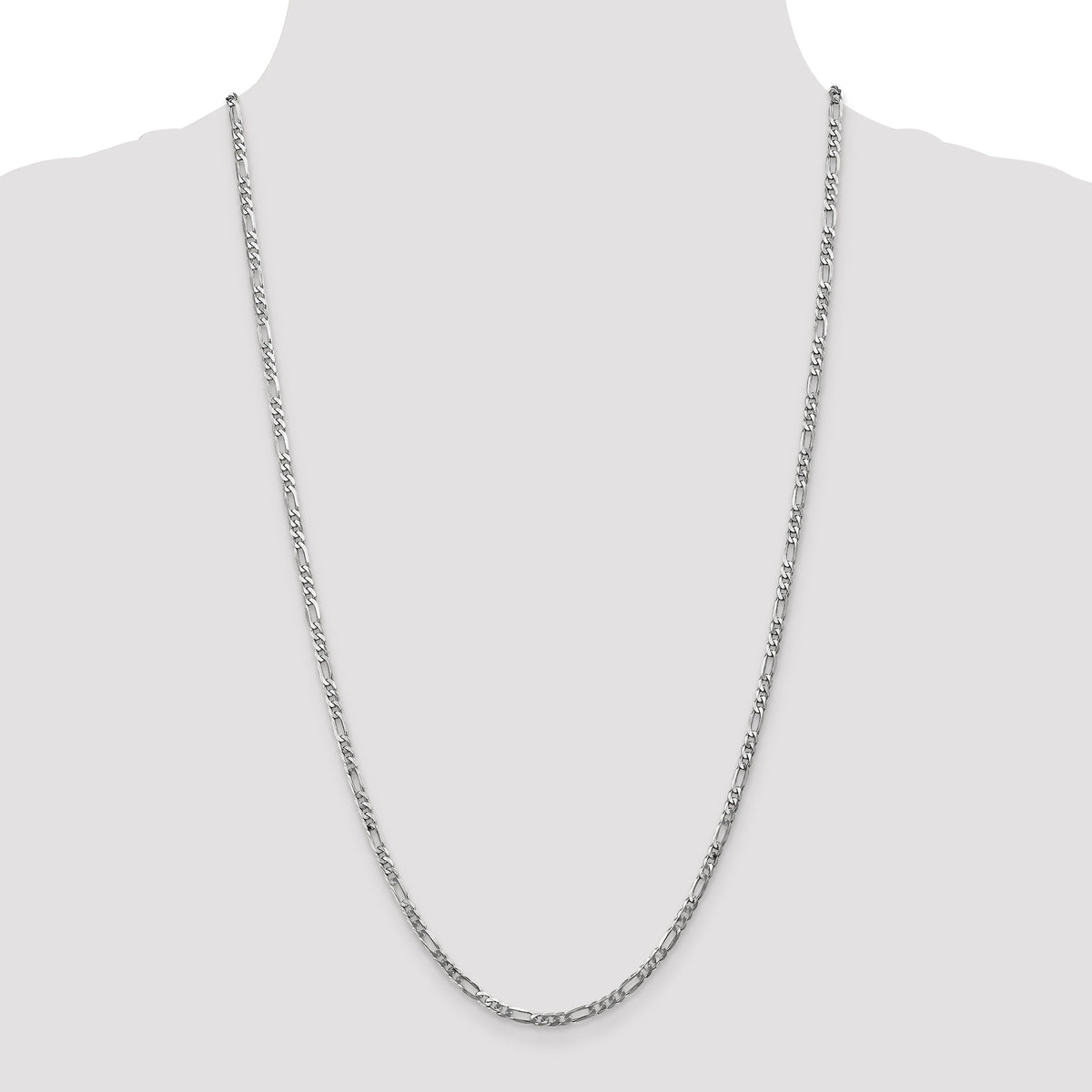 Gold (10K & 14K) Flat Figaro Chain - 14k White Gold / 20 in / 3 mm