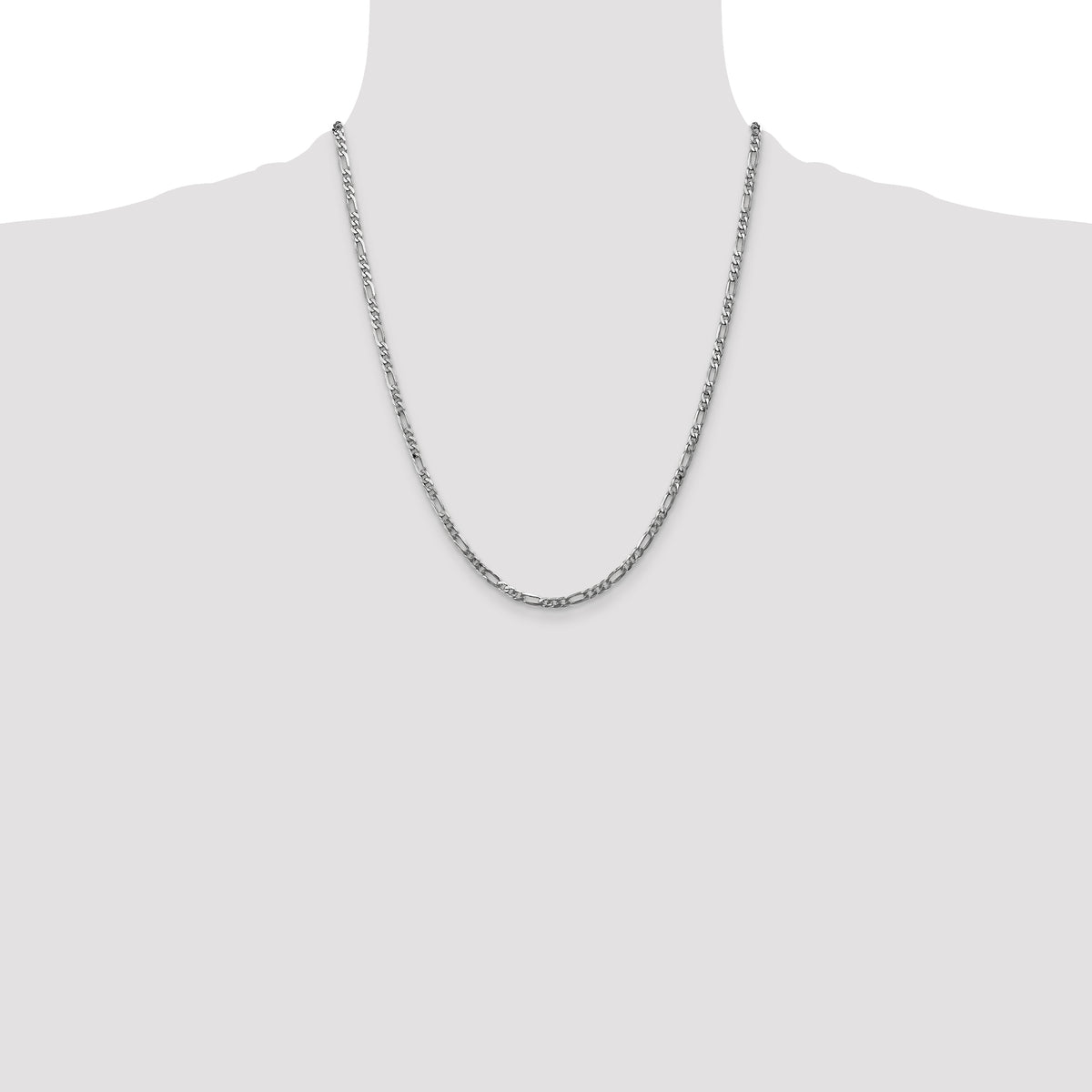 Gold (10K & 14K) Flat Figaro Chain - 14k White Gold / 22 in / 3 mm