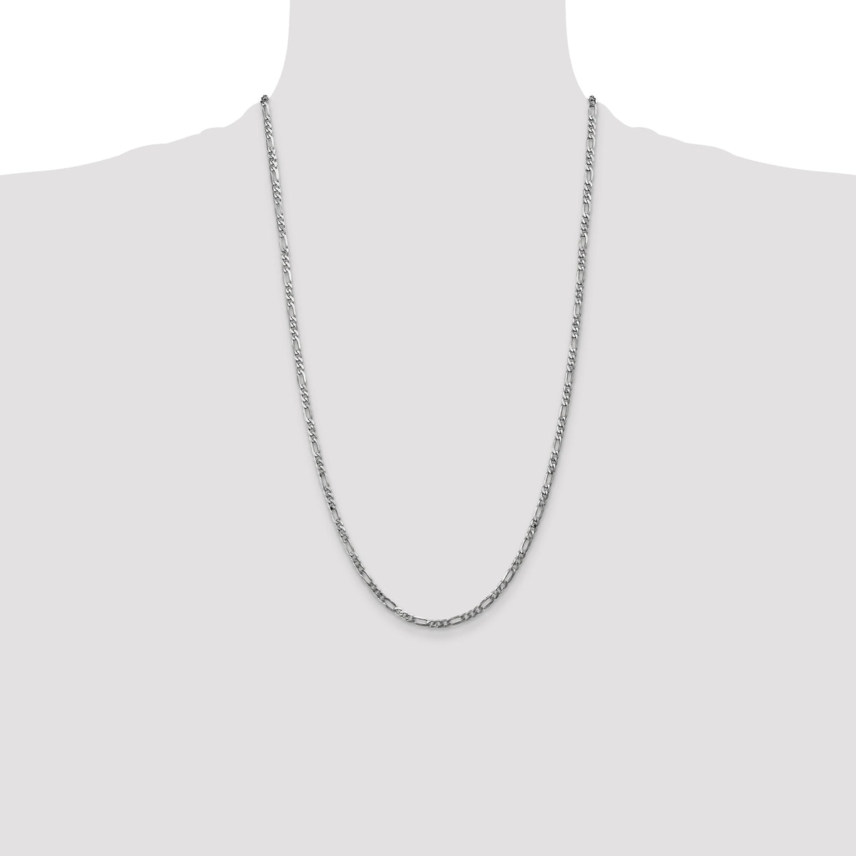 Gold (10K & 14K) Flat Figaro Chain - 14k White Gold / 26 in / 3 mm