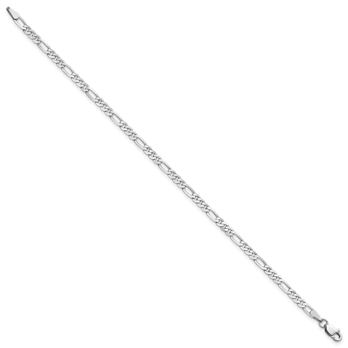 Gold (10K & 14K) Flat Figaro Chain Bracelet - 14k White Gold / 7 in / 3 mm
