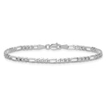 Gold (10K & 14K) Flat Figaro Chain Bracelet - 14k White Gold / 7 in / 3 mm