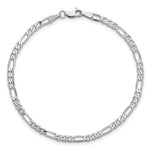 Gold (10K & 14K) Flat Figaro Chain Bracelet - 14k White Gold / 7 in / 3 mm