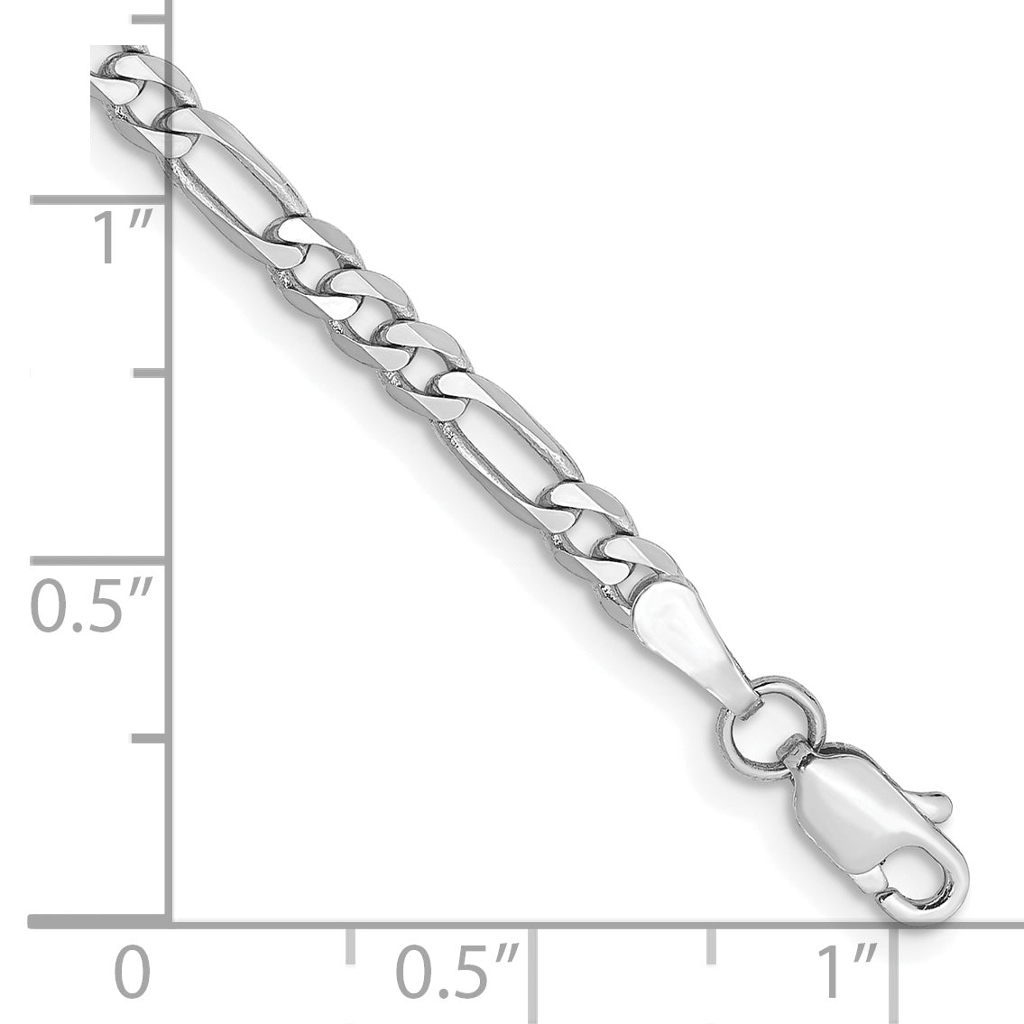 Gold (10K & 14K) Flat Figaro Chain Bracelet - 14k White Gold / 7 in / 3 mm
