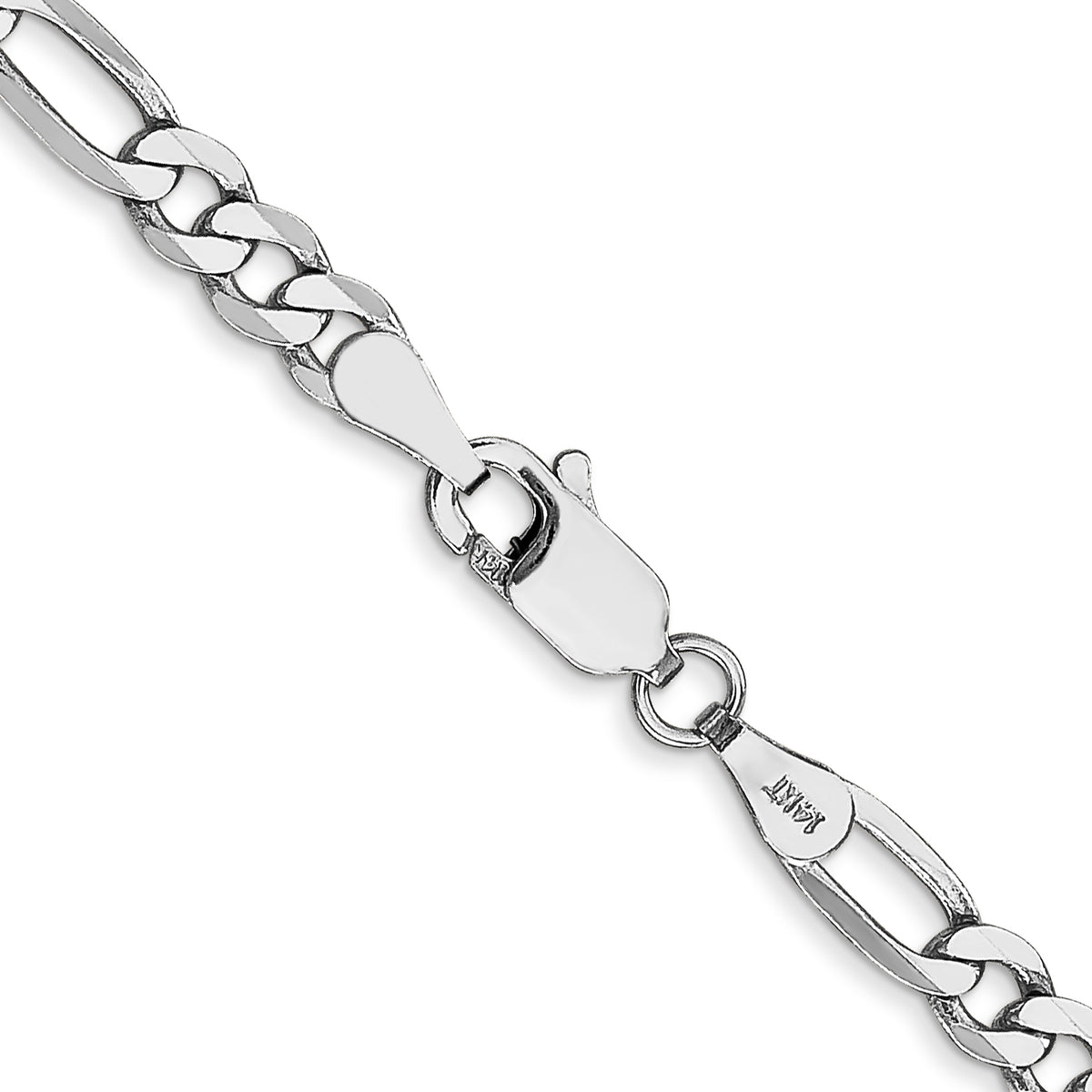 Gold (10K & 14K) Flat Figaro Chain - 14k White Gold / 16 in / 4 mm