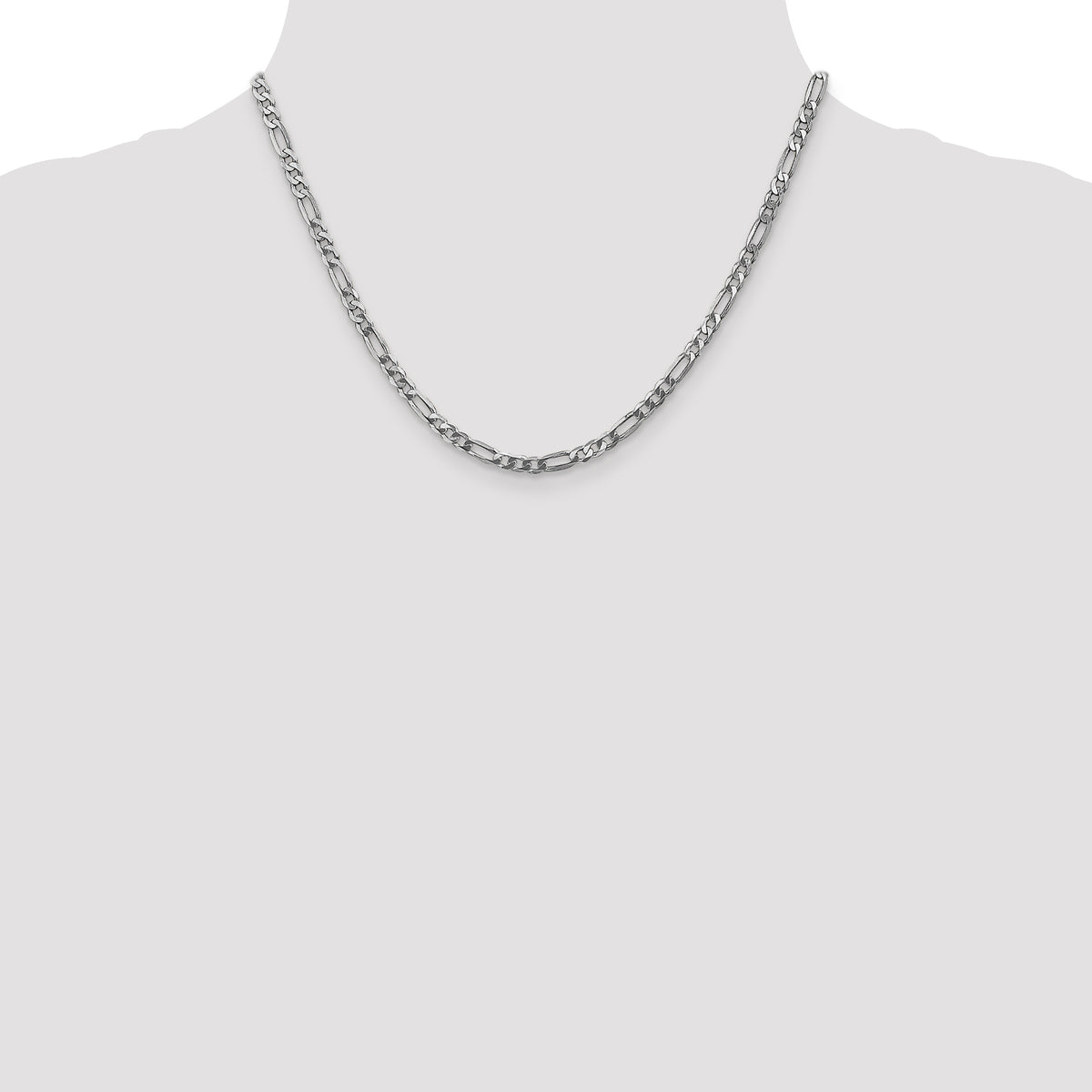 Gold (10K & 14K) Flat Figaro Chain - 14k White Gold / 18 in / 4 mm