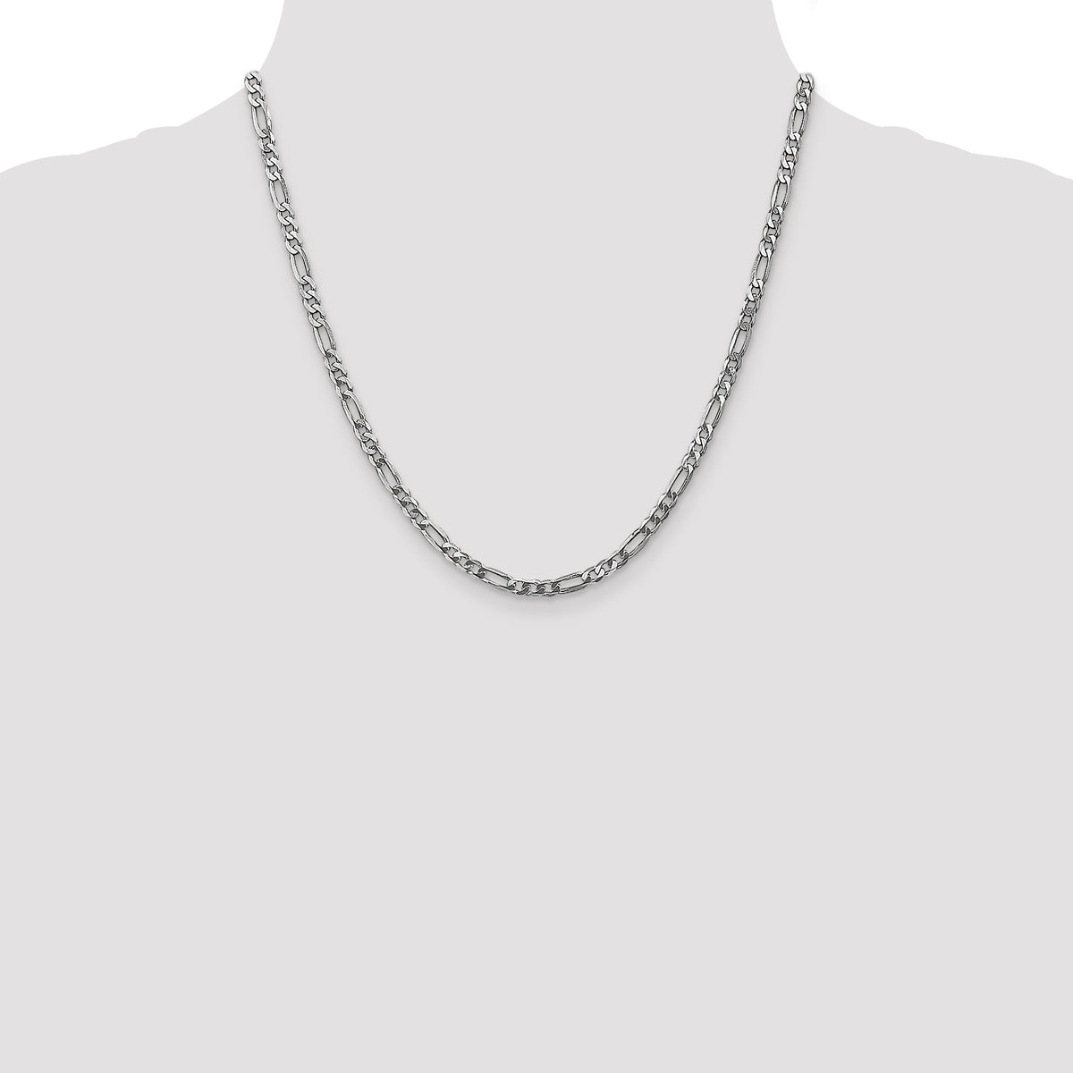 Gold (10K & 14K) Flat Figaro Chain - 14k White Gold / 20 in / 4 mm