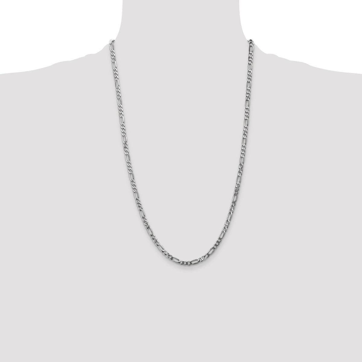 Gold (10K & 14K) Flat Figaro Chain - 14k White Gold / 26 in / 4 mm
