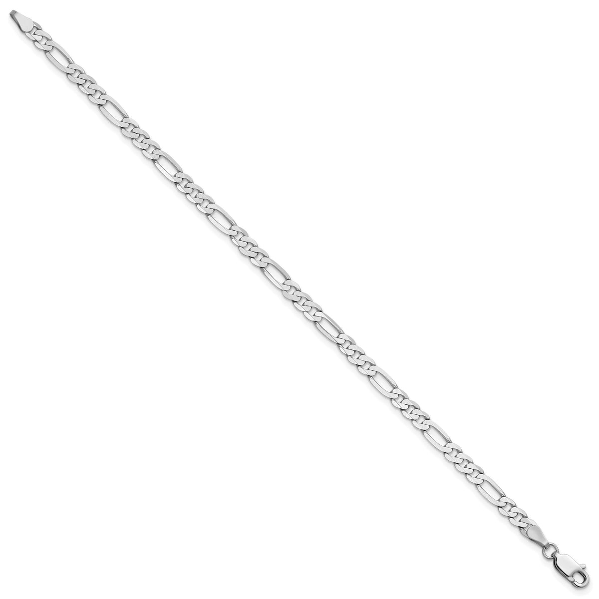 Gold (10K & 14K) Flat Figaro Chain Bracelet - 14k White Gold / 7 in / 4 mm