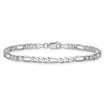 Gold (10K & 14K) Flat Figaro Chain Bracelet - 14k White Gold / 7 in / 4 mm