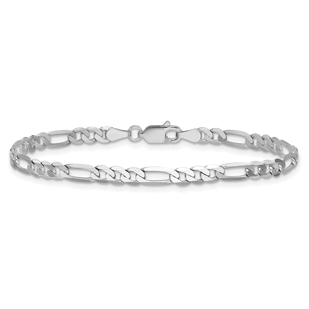 Gold (10K & 14K) Flat Figaro Chain Bracelet - 14k White Gold / 7 in / 4 mm