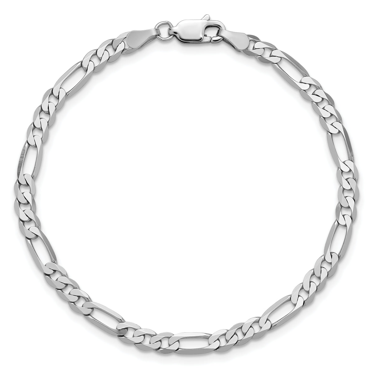 Gold (10K & 14K) Flat Figaro Chain Bracelet - 14k White Gold / 7 in / 4 mm
