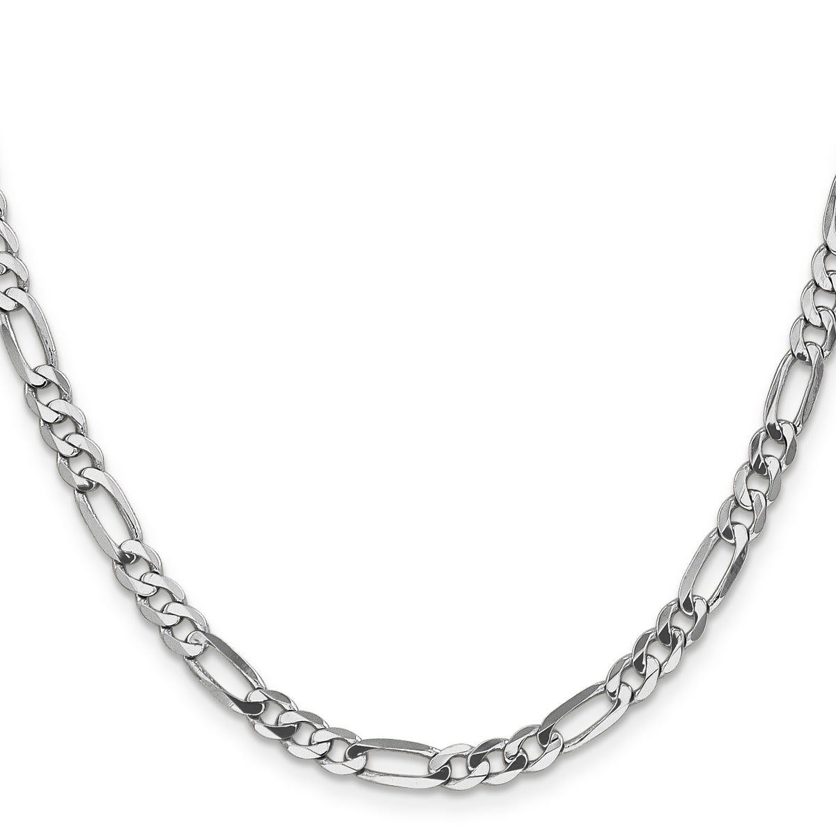 Gold (10K & 14K) Flat Figaro Chain - 14k White Gold / 18 in / 4.5 mm