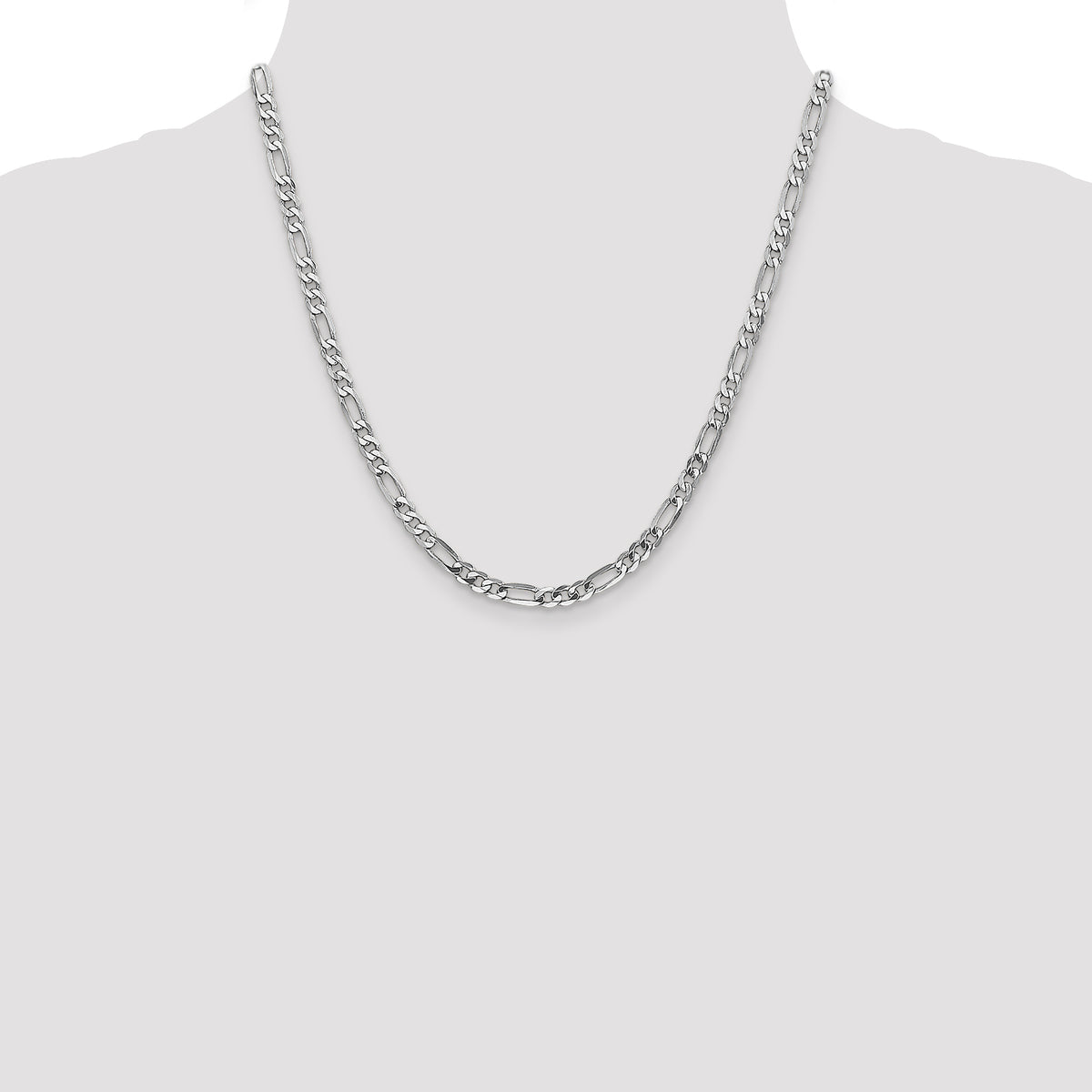 Gold (10K & 14K) Flat Figaro Chain - 14k White Gold / 20 in / 4.5 mm